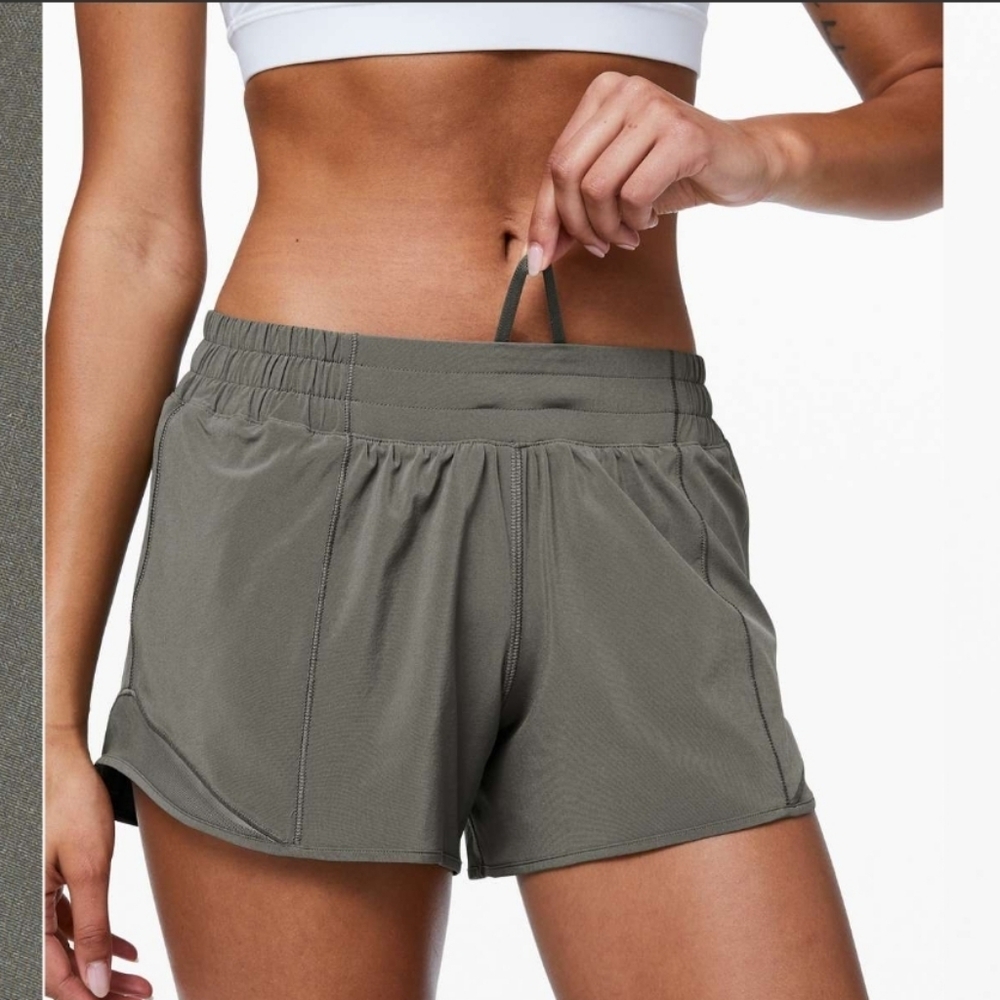 lululemon athletica Hotty Hot High Rise Lined Short 4in-Grey Sage